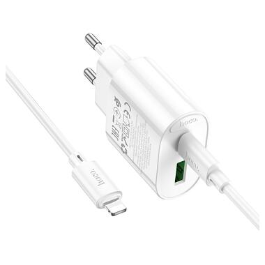 Сетевое зарядное устройство HOCO C109A(PD20W+QC3.0) Fighter PD20W+QC3.0 charger set(C to iP) White (6942007656726) фото №4