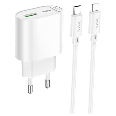 Сетевое зарядное устройство HOCO C109A(PD20W+QC3.0) Fighter PD20W+QC3.0 charger set(C to iP) White (6942007656726) фото №1