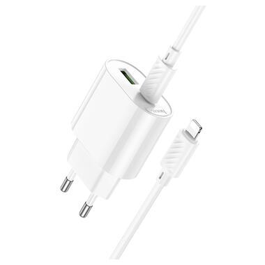 Сетевое зарядное устройство HOCO C109A(PD20W+QC3.0) Fighter PD20W+QC3.0 charger set(C to iP) White (6942007656726) фото №6