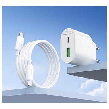 Сетевое зарядное устройство HOCO C109A(PD20W+QC3.0) Fighter PD20W+QC3.0 charger set(C to iP) White (6942007656726) фото №8