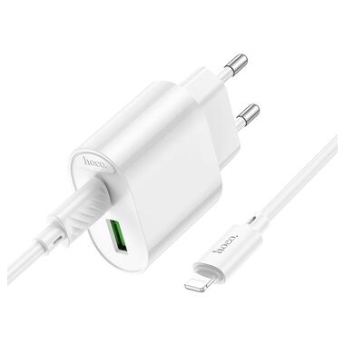 Сетевое зарядное устройство HOCO C109A(PD20W+QC3.0) Fighter PD20W+QC3.0 charger set(C to iP) White (6942007656726) фото №3