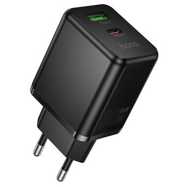 Сетевое зарядное устройство HOCO C157A Smart PD30W+QC3.0 multi-protocol charger(EU) Black (6942007663847) фото №1