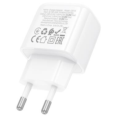 Сетевое зарядное устройство HOCO CS51A Surplus dual-port charger(EU) White (6942007631419) фото №7