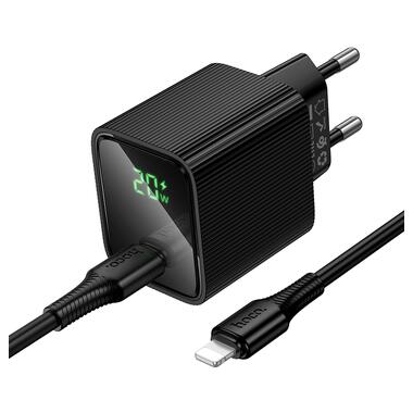 Сетевое зарядное устройство HOCO CS82A Excellent single port PD20W charger with digital display set(C to iP) Black (6942007664509) фото №4
