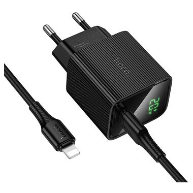 Сетевое зарядное устройство HOCO CS82A Excellent single port PD20W charger with digital display set(C to iP) Black (6942007664509) фото №5