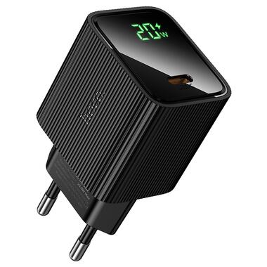 Сетевое зарядное устройство HOCO CS82A Excellent single port PD20W charger with digital display(EU) Black (6942007664493) фото №1