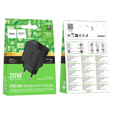 Сетевое зарядное устройство HOCO CS82A Excellent single port PD20W charger with digital display(EU) Black (6942007664493) фото №2
