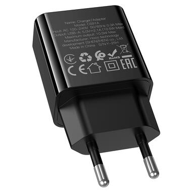 Сетевое зарядное устройство HOCO CS91A Leader single-port charger(EU) Black (6942007670975) фото №7