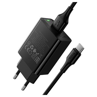 Сетевое зарядное устройство HOCO CS92A Leader single port QC3.0 charger set(Type-C) Black (6942007671057) фото №4
