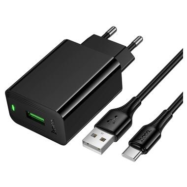 Сетевое зарядное устройство HOCO CS92A Leader single port QC3.0 charger set(Type-C) Black (6942007671057) фото №3