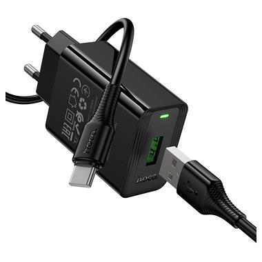 Сетевое зарядное устройство HOCO CS92A Leader single port QC3.0 charger set(Type-C) Black (6942007671057) фото №5