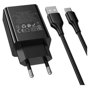 Сетевое зарядное устройство HOCO CS92A Leader single port QC3.0 charger set(Type-C) Black (6942007671057) фото №6