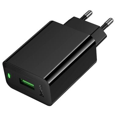 Сетевое зарядное устройство HOCO CS92A Leader single port QC3.0 charger(EU) Black (6942007671033) фото №3