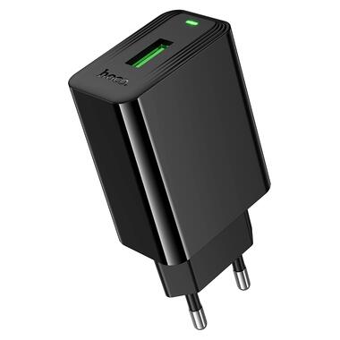 Сетевое зарядное устройство HOCO CS92A Leader single port QC3.0 charger(EU) Black (6942007671033) фото №1