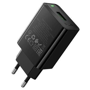 Сетевое зарядное устройство HOCO CS92A Leader single port QC3.0 charger(EU) Black (6942007671033) фото №4