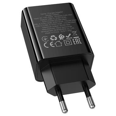 Сетевое зарядное устройство HOCO CS94A Leader PD20W+QC3.0 charger(EU) Black (6942007671101) фото №7