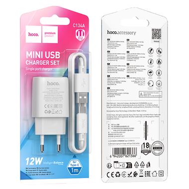Сетевое зарядное устройство с кабелем HOCO C134A Solid single-port charger set(Type-C) White (6942007621366) фото №2