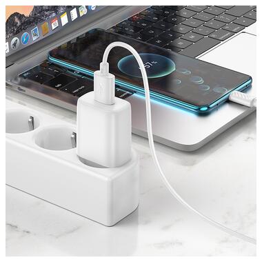 Сетевое зарядное устройство с кабелем HOCO C134A Solid single-port charger set(Type-C) White (6942007621366) фото №5