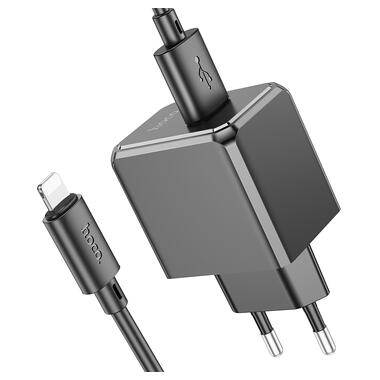 Сетевое зарядное устройство с кабелем HOCO CS11A Ocean single port charger set(iP) Black (6942007603560) фото №3