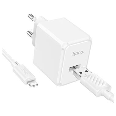 Сетевое зарядное устройство с кабелем HOCO CS11A Ocean single port charger set(iP) White (6942007603577) фото №1