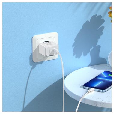 Сетевое зарядное устройство с кабелем HOCO CS11A Ocean single port charger set(iP) White (6942007603577) фото №4