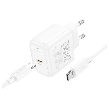 Сетевое зарядное устройство с кабелем HOCO CS53A Surplus single port PD25W charger set(C to C) White (6942007631501) фото №3