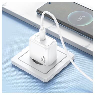 Сетевое зарядное устройство с кабелем HOCO CS53A Surplus single port PD25W charger set(C to C) White (6942007631501) фото №8