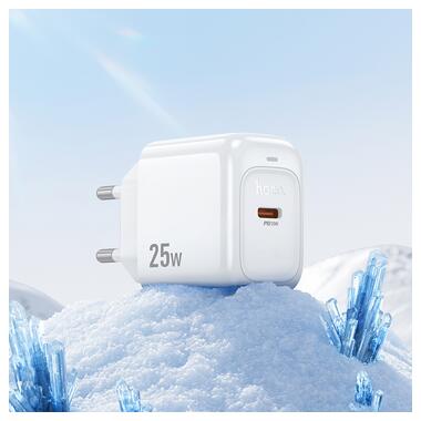 Сетевое зарядное устройство с кабелем HOCO CS53A Surplus single port PD25W charger set(C to C) White (6942007631501) фото №9