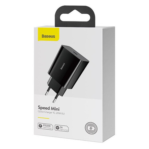 Зарядний пристрій Baseus USB-C Wall Charger 1С 20W Black (CCFS-SN01) фото №5