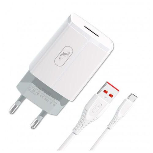 Зарядний пристрій SkyDolphin SC06T (1USBx2.4A) White (MZP-000179) кабель USB Type-C фото №1