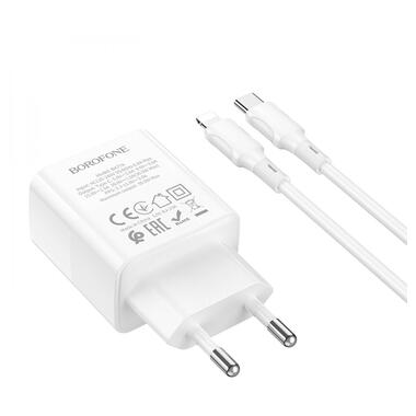Мережевий зарядний пристрій Borofone BA77A charger set(C to iP) White (6941991101281) фото №3