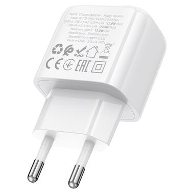Сетевое зарядное устройство BOROFONE BAS41A Potential dual-port charger White (6941991113741) фото №7
