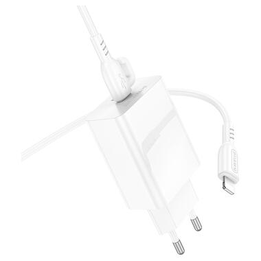 Сетевое зарядное устройство с кабелем BOROFONE BA21A Pro Long journey single port PD20W charger set(C to iP) White (6941991111419) фото №4