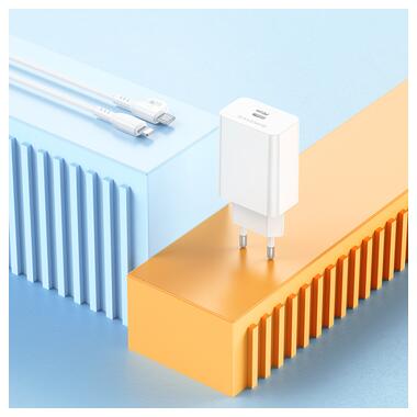 Сетевое зарядное устройство с кабелем BOROFONE BA21A Pro Long journey single port PD20W charger set(C to iP) White (6941991111419) фото №8