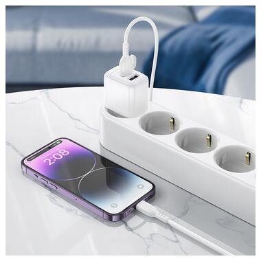 Сетевое зарядное устройство с кабелем BOROFONE BAS41A Potential dual-port charger set(iP) White (6941991113758) фото №8