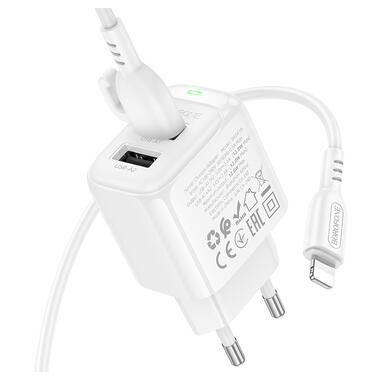 Сетевое зарядное устройство с кабелем BOROFONE BAS41A Potential dual-port charger set(iP) White (6941991113758) фото №6