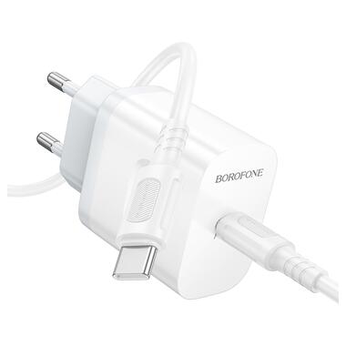 Сетевое зарядное устройство с кабелем BOROFONE BA99A Breeze single port PD20W charger set(C to C) White (6941991121371) фото №3
