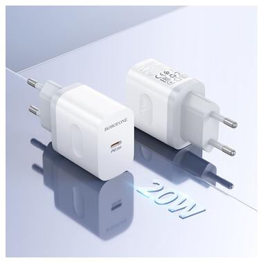Сетевое зарядное устройство с кабелем BOROFONE BA99A Breeze single port PD20W charger set(C to C) White (6941991121371) фото №9