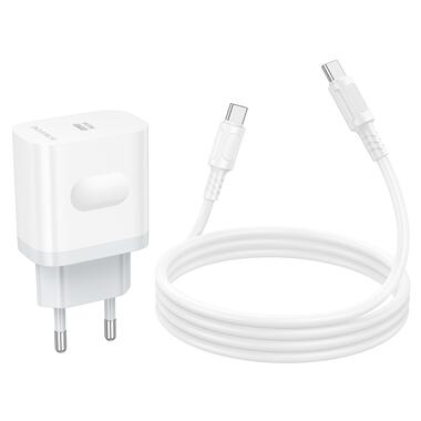Сетевое зарядное устройство с кабелем BOROFONE BA99A Breeze single port PD20W charger set(C to C) White (6941991121371) фото №7