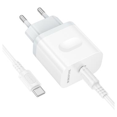 Сетевое зарядное устройство с кабелем BOROFONE BA99A Breeze single port PD20W charger set(C to C) White (6941991121371) фото №5