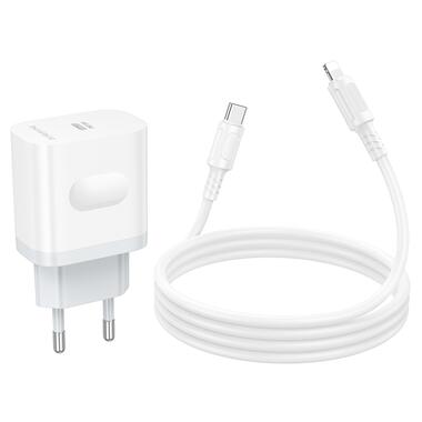 Сетевое зарядное устройство с кабелем BOROFONE BA99A Breeze single port PD20W charger set(C to iP) White (6941991121364) фото №7