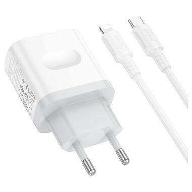 Сетевое зарядное устройство с кабелем BOROFONE BA99A Breeze single port PD20W charger set(C to iP) White (6941991121364) фото №6