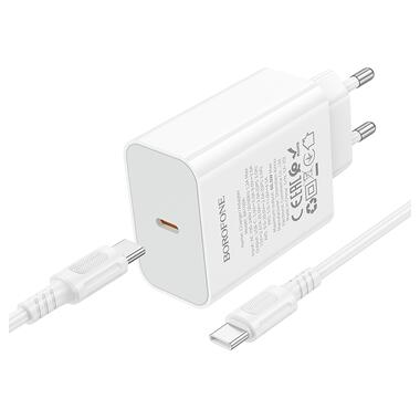 Сетевое зарядное устройство с кабелем BOROFONE BA109A Star single port PD40W charger set (C to C) (EU) White (6941991126895) фото №3