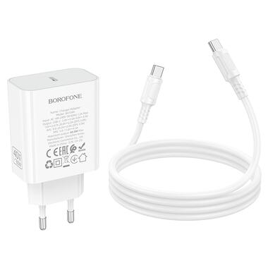 Сетевое зарядное устройство с кабелем BOROFONE BA109A Star single port PD40W charger set (C to C) (EU) White (6941991126895) фото №7