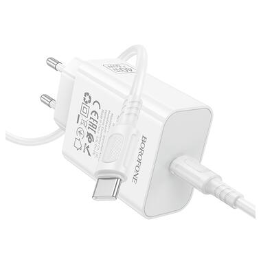 Сетевое зарядное устройство с кабелем BOROFONE BA109A Star single port PD40W charger set (C to C) (EU) White (6941991126895) фото №4
