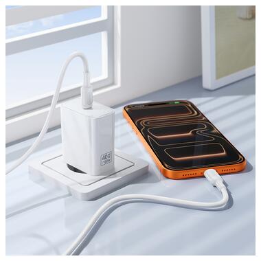 Сетевое зарядное устройство с кабелем BOROFONE BA109A Star single port PD40W charger set (C to C) (EU) White (6941991126895) фото №8