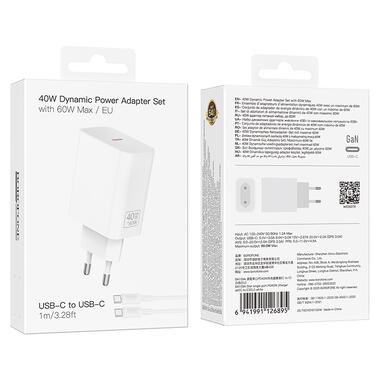 Сетевое зарядное устройство с кабелем BOROFONE BA109A Star single port PD40W charger set (C to C) (EU) White (6941991126895) фото №2
