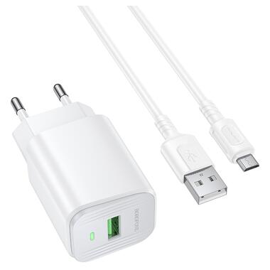 Сетевое зарядное устройство с кабелем BOROFONE BAS82A Star single port QC3.0 charger set (Micro) (EU) White (6941991126734) фото №3