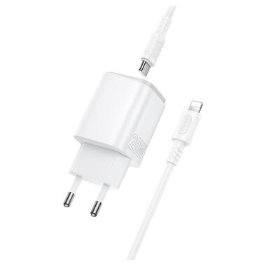 Сетевое зарядное устройство с кабелем BOROFONE BAS83A Star PD20W+QC3.0 charger set (C to iP) (EU) White (6941991126796) фото №4