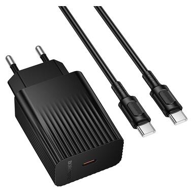 Сетевое зарядное устройство BOROFONE BAS75A Source single port PD30W charger set (C to C) (EU) Black (6941991122859) фото №1
